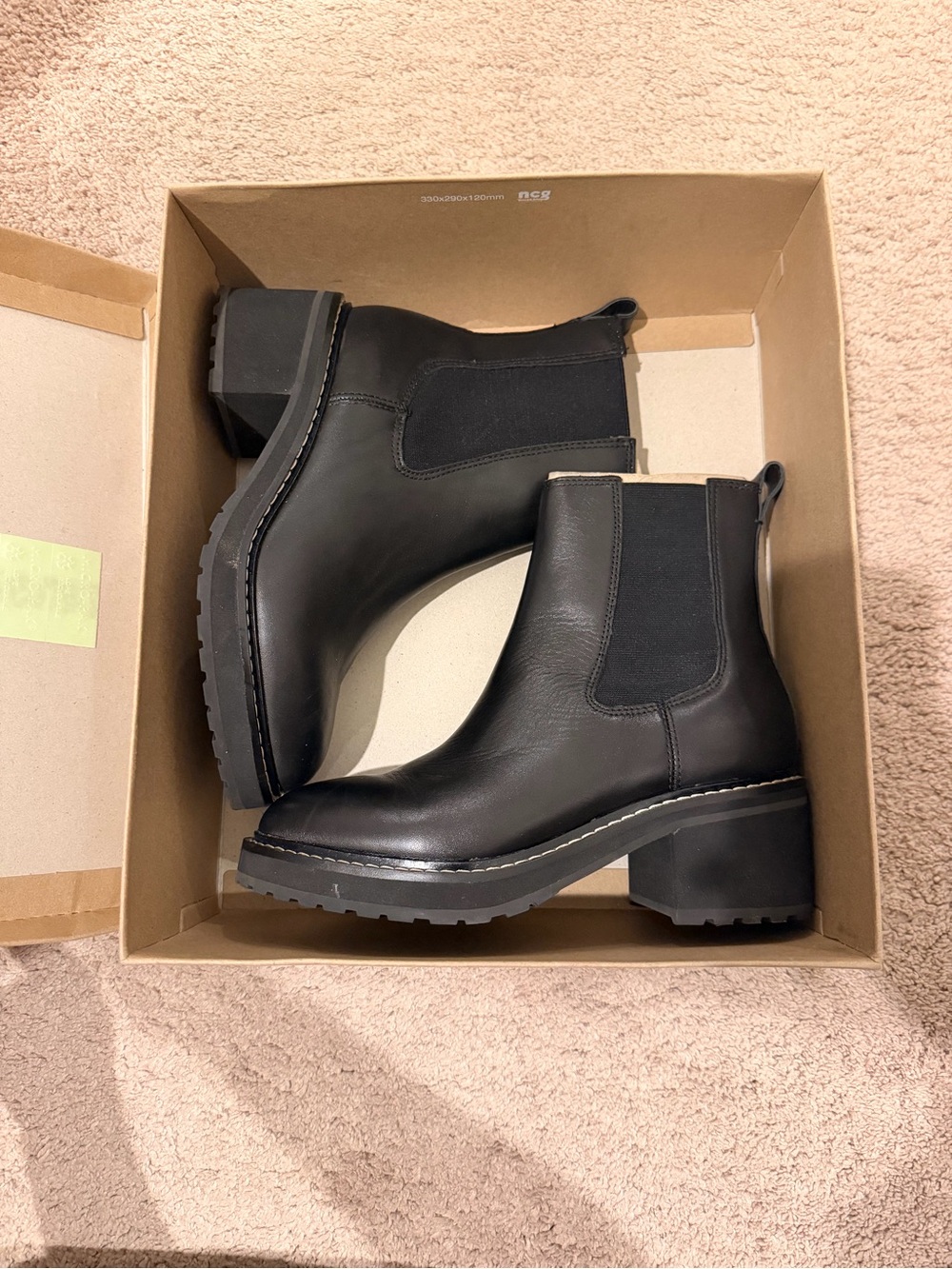 Madewell Black Leather Chelsea Block Heel Booties